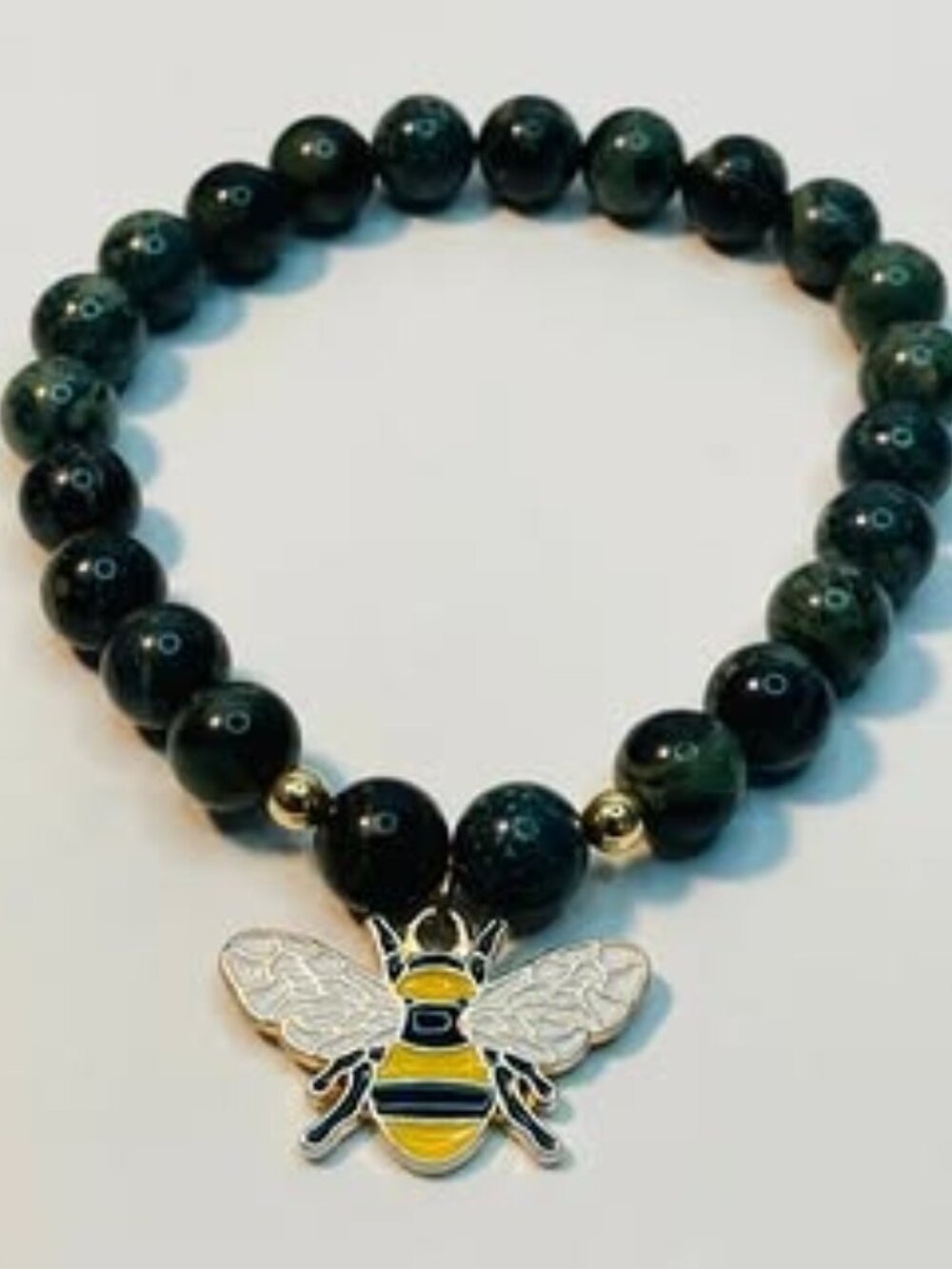 Nature’s Harmony – Kambaba Jasper Bracelet with Bee Charm